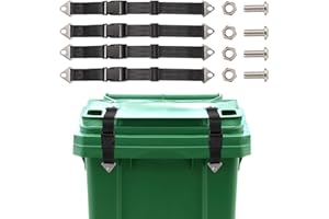QUFA Raccoon Resistant Trash Can Lock Strap - Prevent Animal Rummaging & Secure Lid, Windproof Garbage Can Lock for Outdoor Use - 4-Piece Set