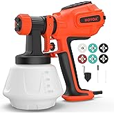 HOYOA Paint Sprayer, 800W HVLP Electric Paint Spray Gun with 1200ml Container, 6 Nozzles & 3 Patterns, Easy Cleaning, Adjusta