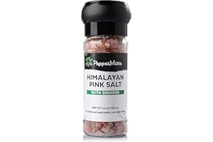 PepperMate Himalayan Pink Salt Seasoning With Grinder- Blend In Glass Grinder Container For Freshness- Gourmet Himalayan Pink Salt Spices For BBQ, Cooking, Grilling, Baking…