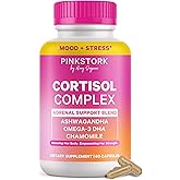 Pink Stork Cortisol Supplements for Women - Adaptogenic Adrenal Support & Hormone Balance with Organic Ashwagandha, Omega 3 DHA, Saffron, Multivitamins - Mood Support - 60 Count
