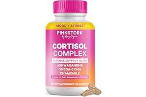 Pink Stork Cortisol Supplements for Women - Adaptogenic Adrenal Support & Stress Manager with Organic Ashwagandha, Omega 3, Saffron, Multivitamins - Mood & Hormone Balance for Women - 60 Count
