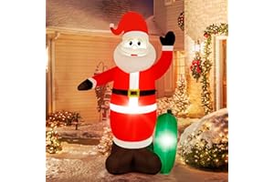8 FT Christmas Inflatable Santa Claus, Christmas Decoration Blow Up Santa Claus, Xmas Indoor Outside Display for Yard Lawn Ga