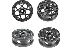 RampCrab 1.6" (40.6mm) Super Wheels, Carbon fibre Beadlock Wheel fit for SCX24 TRX4M FCX24 FCX24M CR18P 1/24 1/18 RC Crawlers Upgrade, Style A, Standard