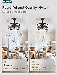 LEDIARY 16.5in Caged Ceiling Fan with
