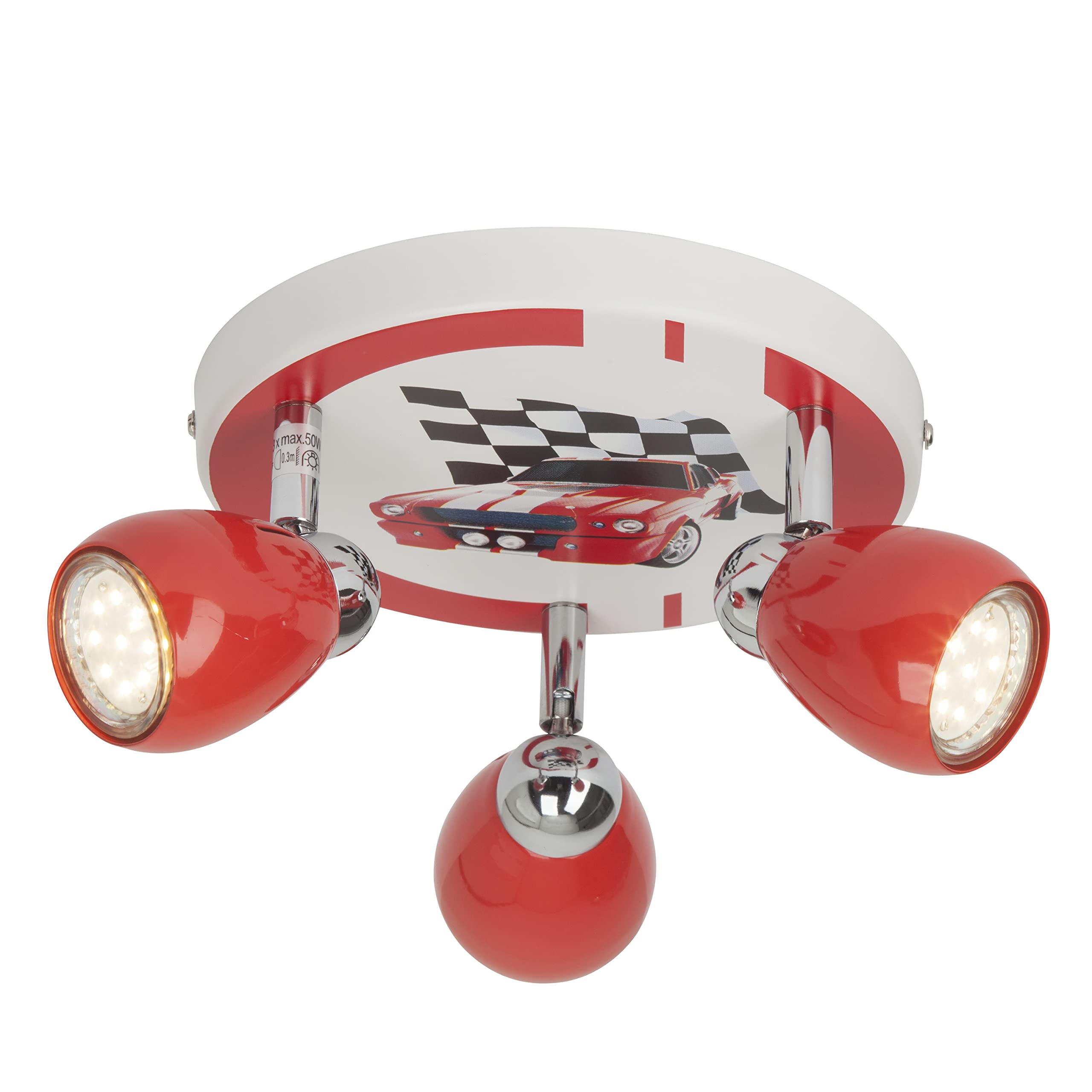 Brilliant G56134/71 A + 07534T05 3-Bulb Round Spotlight 3 W GU10 14.5 x 31 x 11 cm, red/White/Black