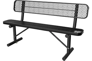 Sunnibety 6 Feet Heavy Duty Metal Park Bench for Outside, Outdoor Bench with Backrest & Portable Frame, Commercial Benches for Shopping Malls, Stores, Parks, Patios, Decks, Black