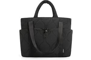 BAGSMART Puffer Tote Bag for Women, Quilted Travel Top Handle, Large Lightweight Shoulder Handbags with Zipper