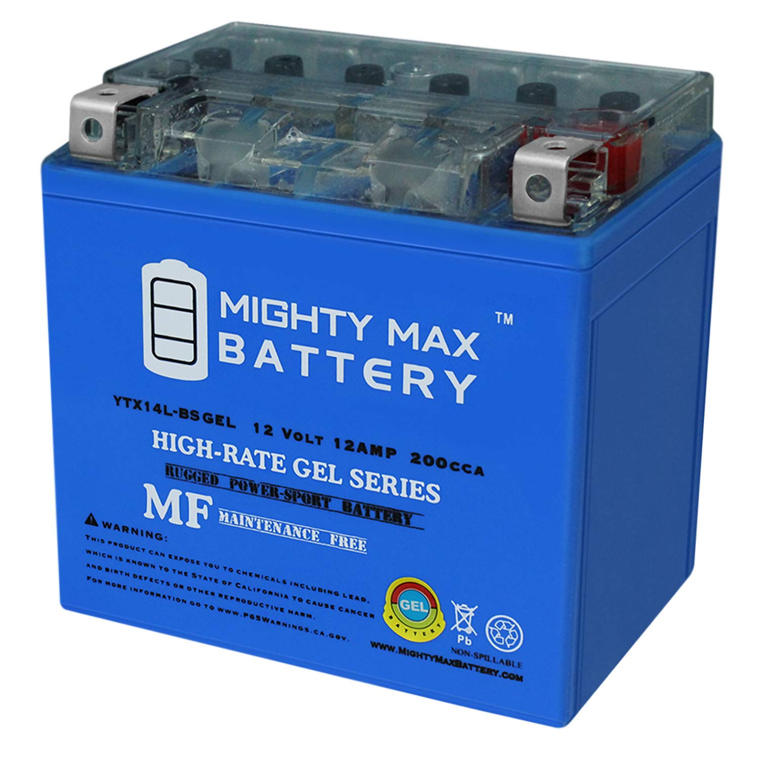 Photo 1 of Mighty Max Battery YTX14L-BS GEL -12 Volt 12 AH, GEL Type, 200 CCA, Rechargeable Maintenance Free SLA AGM Motorcycle Battery