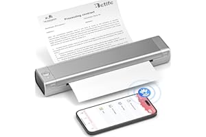BETIFE Portable Printer Wireless for Travel M08F Thermal Wireless Printer Support 8.5" X 11" US Letter, Inkless Bluetooth Printer Compatible with Phone & Laptop & PC for Travel, Business, Office (Silver)