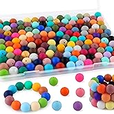 Kovict 150Pcs Silicone Beads 15mm Mix Color, Bulk Silicone Beads 15mm for Keychain Pens and Bracelet Making(Multicolor)