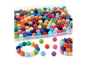 Kovict 150Pcs Silicone Beads 15mm Mix Color, Bulk Silicone Beads 15mm for Keychain Pens and Bracelet Making(Multicolor)