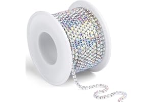 [11 Yards] Crystal Rhinestone Chain, [10M/ 2.5MM] AB Rainbow Rhinestone Close Chain Trim Crystal String Claw Cup Chain for Se
