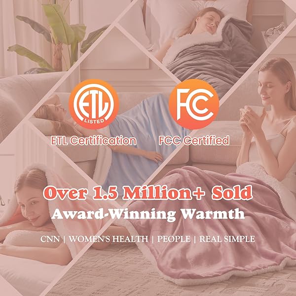 ACCU-WARMTH HEATED BLANKET KING SIZE FAST WARMING HEATING ELECTRIC BLANKET WITH 6 HEAT SETTINGS & 4 HOURS AUTO-OFF, IDEAL GIFT FOR HER, 100″X90″, LONDON GREY