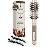 AIMIKE Round Hair Brush, 1 inch Barrel with Boar Bristles, Nano Thermal Ceramic &amp; Ionic Tech, for Blow Drying, Styling, Curling and Shine + 4 Clips (Gold, Unisex, Fine Hair, Short Hair, Anti-Frizz)