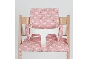 Gembebe Waterproof & Compatible Stokke Tripp Trapp Cushion Set - Easy to Clean Stokke Tripp Trapp Newborn Set - 100% Cotton Stokke High Chair Cushion Set (Pink Bunny / 49.5 Counts)