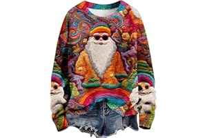 QotLoyi Ugly Christmas Sweater Women Trendy 3D Graphic Crewneck Sweatshirt Oversized Long Sleeve Tops Funny Xmas Pullover