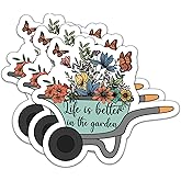 (3Pcs) Life is Better in The Garden Stickers Motivational Quotes Stickers Decal Waterproof Vinyl Stickers Adult for Laptop Kindle Car Tumbler Water Bottle Mug Phone Notebook Helmet Size 3”x2.7”