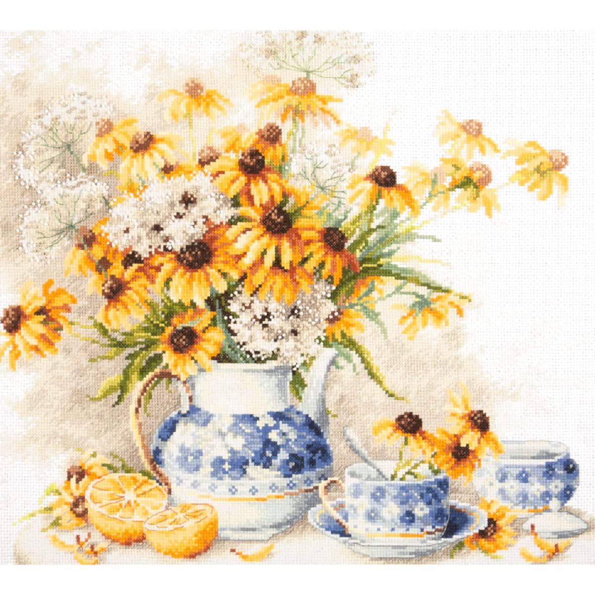 Magic Needle 50-08 ZW Blumentee Counted Cross Stitch Kit Zweigart Edition Cotton Multi-Coloured 40 x 35 cm