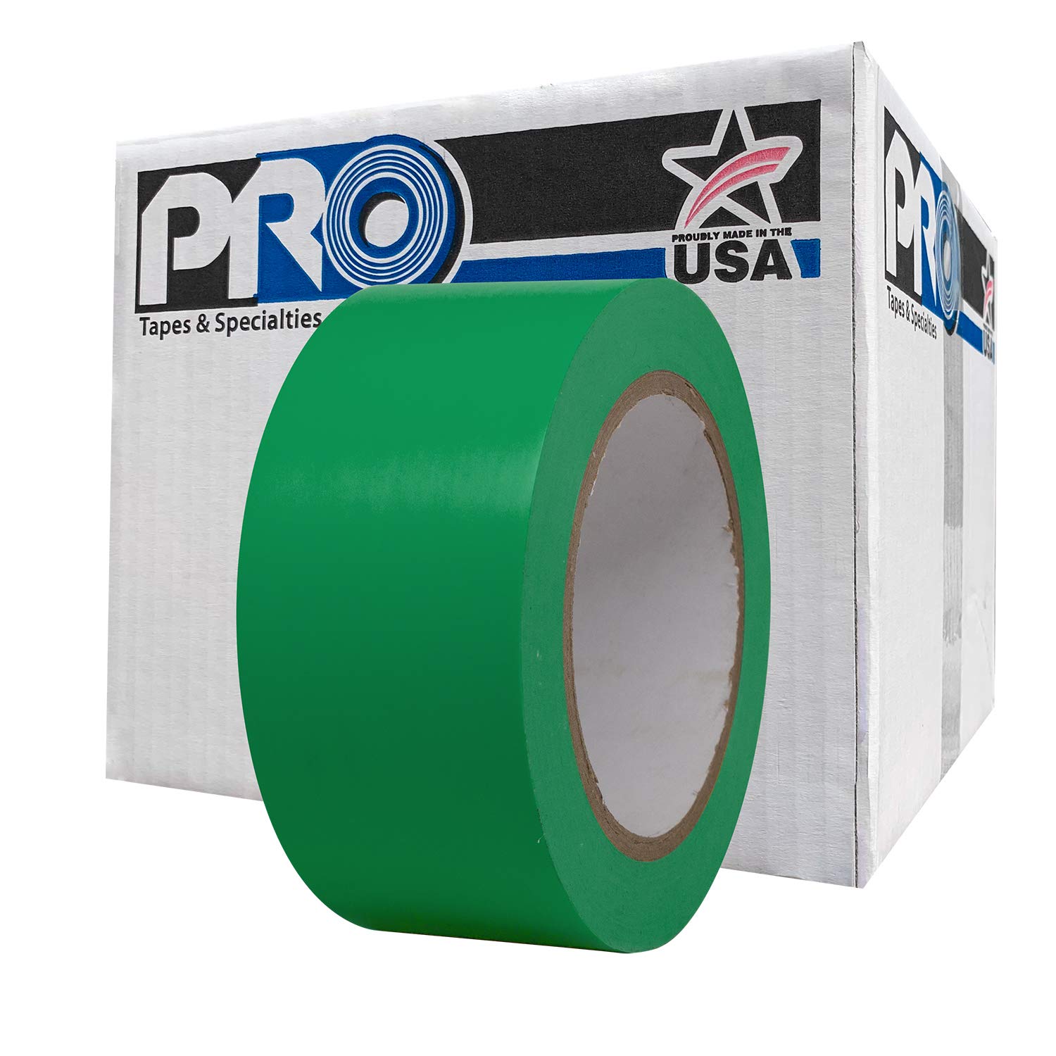 ProTapes Pro 50 Premium Vinyl Safety Marking and Dance Floor Splicing Tape, 6 mils Thick, 36 yds Length x 2″ Width, Green (Pack of 24)