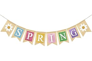 VILIFEVER Burlap Spring Banner Spring Party Decorations for Mantle Fireplace, Welcome Spring Bunting Banner Garland Spring Easter Indoor Outdoor Home Classroom Decorations
