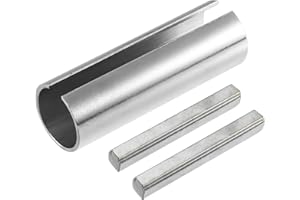 Partuto 1 Set 7/8" to 1" Universal Crank Shaft Sleeve Adapter - Car Gas Engine Pulley Crank Shaft Sleeve Adapter with Step Key - Metal Silver Tone