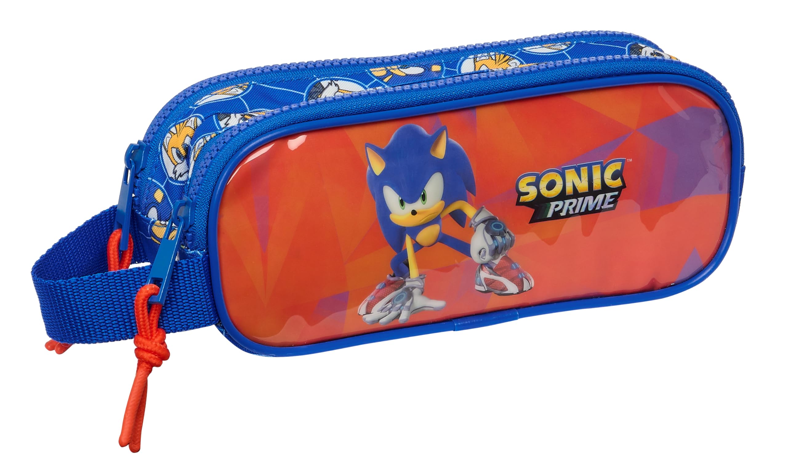 Sonic Prime – Double Child's Pencil Case, Children's Pencil Case, Ideal for School Ages, Comfortable and Versatile, Quality and Resistance, 21 x 6 x 8 cm, Blue, Blue, Estándar, Casual