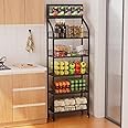 Yuwoune Retail Candy Display Rack, Metal Display Snacks Rack, Removable Large Bread Organizer Stand, Sturdy and Stable Chip Shelf Rack for Stores, Kitchen, Office (5-Tier 23.6x10.6x67, Black)