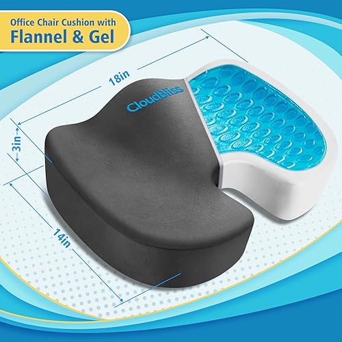 CloudBliss Gel Seat Cushion Cooling Gel Enhanced, Memory Foam