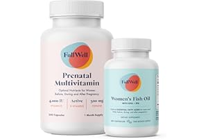 FullWell Prenatal Vitamin + DHA | Omega 3 Fish Oil with DHA & EPA for Brain Development & Nervous System Support | 26+ Vital Nutrients | Dietitian-formulated, Non-GMO, 3rd Party Tested, 30 Servings