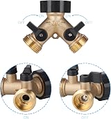 Zocipro 2 Way Hose Splitter Brass 3/4 Inch Y Valve Garden Connector view 3