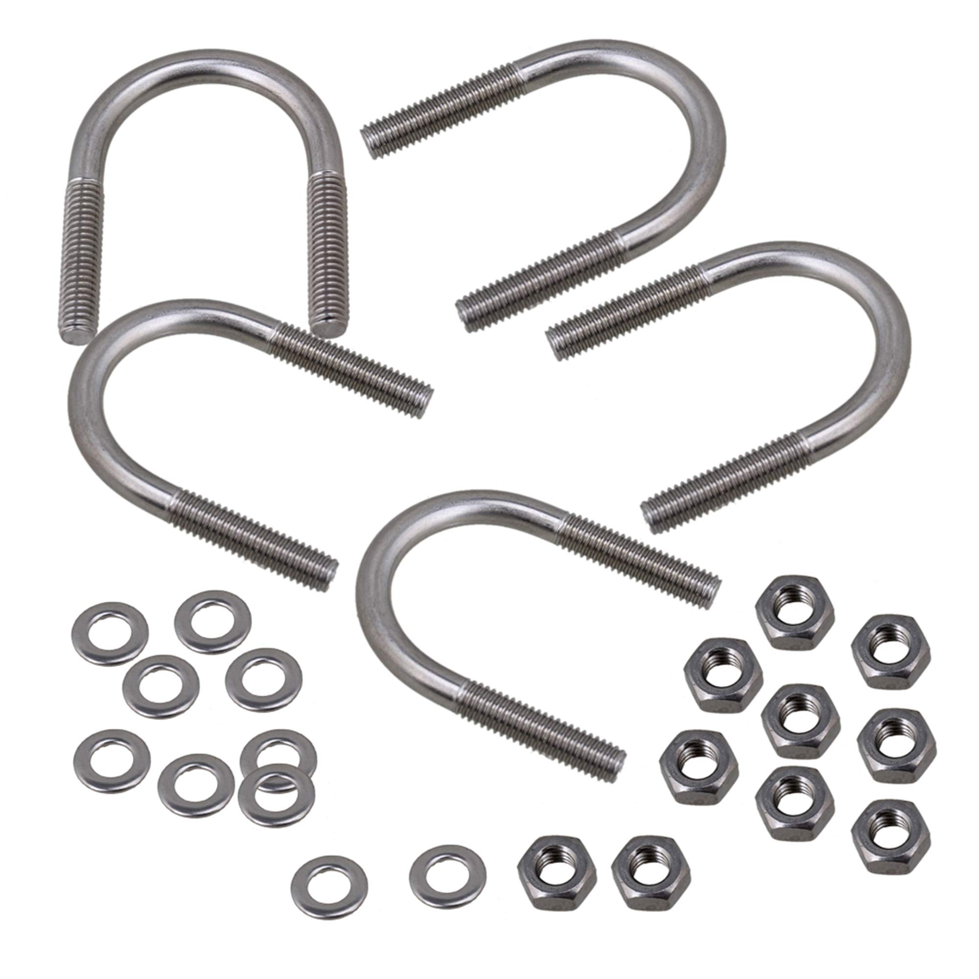 CNBTR 304 Stainless Steel Silver U-Bolt Screws Saddle Nuts M6x27mm for Pipeline Pack of 5