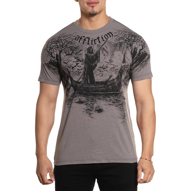Maglietta Affliction Archaic Donna - Stile Biker Con Stampa Tatuaggio Death Chase