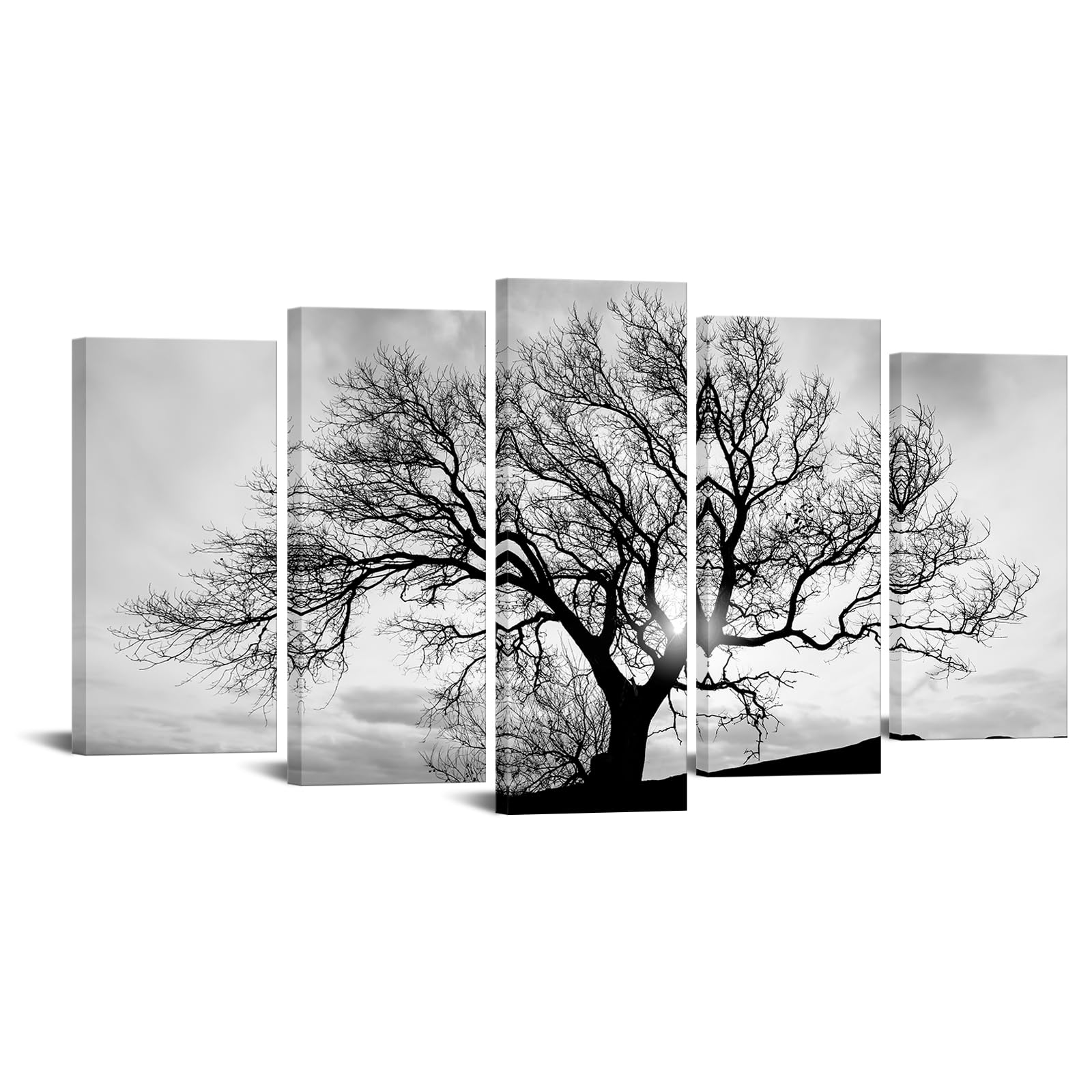 Photo 1 of LevvArts - Black and White Tree Canvas Art,Great Sunset Shot Pictures Print on Canvas,Modern Home Decor,Large Size