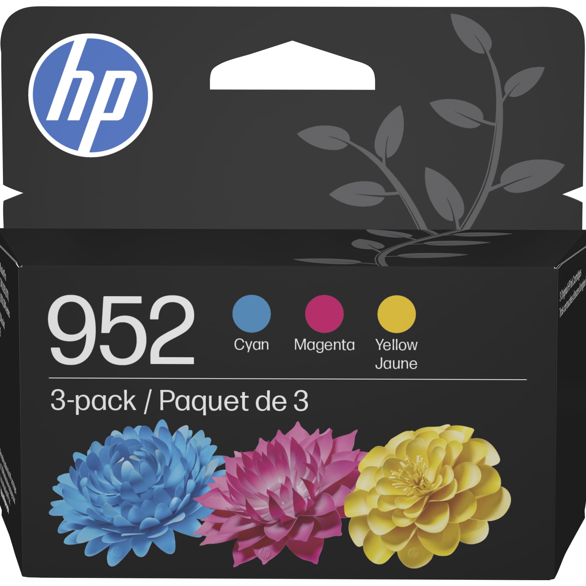 Cartuchos de tinta HP 952 cian, magenta y amarillo (paquete de 3) | Funciona con series de impresoras: OfficeJet 8702, OfficeJet Pro 7720, 7740, 8210, 8710, 8720, 8730, 8740 | Elegible para Instant Ink | N9K27AN