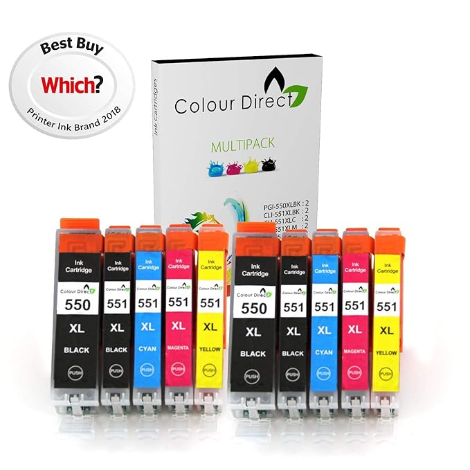 10 XL Colour Direct Kompatibel Tinte Kartuschen Ersatz Zum Canon CLI-551XL / PGI-550XL Pixma MG5450 MG5550 MG5650 MG6350 MG64