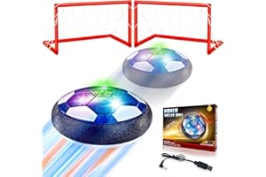 LINKOWIN Kids Toys Hover Soccer Ball Set, Air Power Soccer Hover Ball with LED Lights and Safe Foam Bumper, Air Power Hover Ball with 1 Goals Two Door for 3 4 5 6 7-14 Years Old Boy Girl Indoor/Outdoor Games