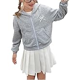GORGLITTER Girl's Bow Zip Up Hoodie Cute Long Sleeve Sweatshirt Casual Jacket with Pockets