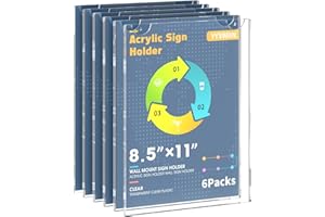 YYSWIIN Acrylic Sign Holder 8.5 x 11 wall mount,Clear Plastic Poster Holders with 3M Tape and Mounting Screws,Durable Plexi F