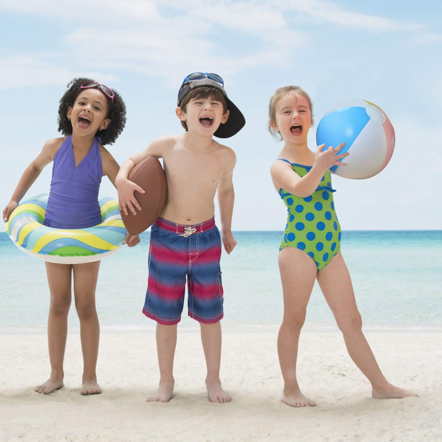Novelty Place Inflatable Beach Balls - 12 Pack, 16" Diameter, White Panels Alternate with Macaron Colors, Leak-Proof PVC - Summer Beach Pool Party Supplies, Fun Floating Toys for Teenagers, Adults: Sports & Outdoors