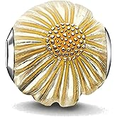 Bolenvi Yellow Sunflower Ball 925 Sterling Silver Charm Bead for Pandora & Similar Charm Bracelets or Necklaces