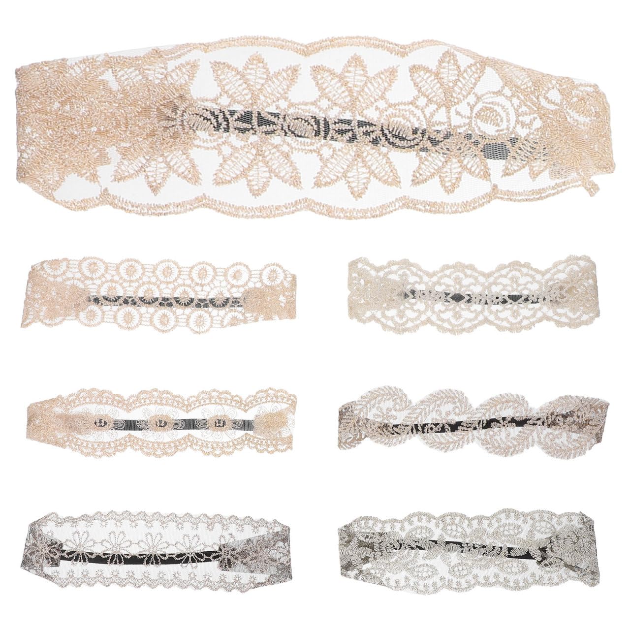 minkissy Lace Headbands for Kids 7 Pack Embroidered Elastic Hair Bands Non-Slip Lightweight Hair Accessories for Parties Daily Wear