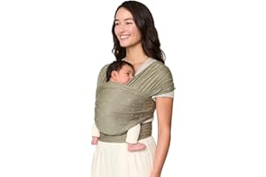 Ergobaby Sustainable Knit Aura Baby Carrier Wrap for Newborn to Toddler (8-25 lbs) - Comfortable, Ergonomic, & Ultra-Soft Newborn Wrap Carrier - One Size Fits Most - Rayon, Olive Diamond