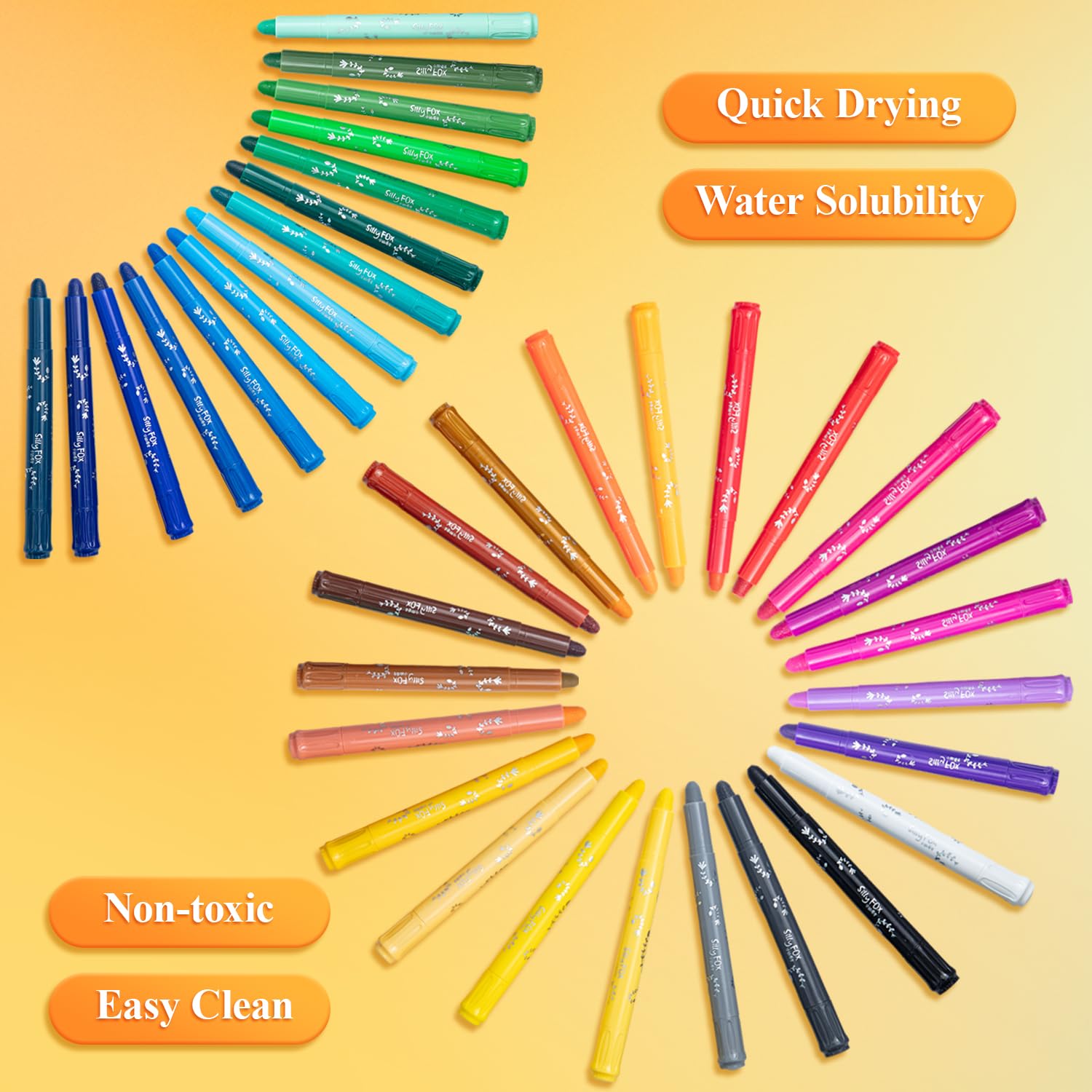 M&G Washable Tempera Paint Sticks, 48 colors Solid Tempera Paint Set with 1 paint brush for Kids, Super Quick Drying, Works Great on Paper Wood Glass Ceramic Canvas