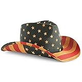 Zodaca USA Straw American Flag Cowboy Hat for