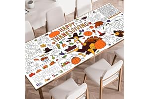 SPERINGEEN Thanksgiving Tablecloth Decorations, Essentials Thanksgiving Crafts for Kids, Turkey Themed Coloring Poster Games Activities Gifts Banner Table Cover for Fall Children Family School Party Decor