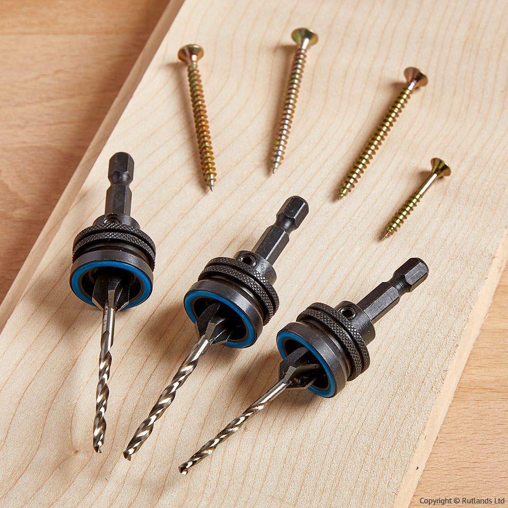 NoMar Countersink Bit Set with Rotating Depth Stop 3 Piece Business