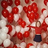 ASIYUHY 100 Pcs Red White Balloons 12 Inch Thickened Latex Party Decor view 3