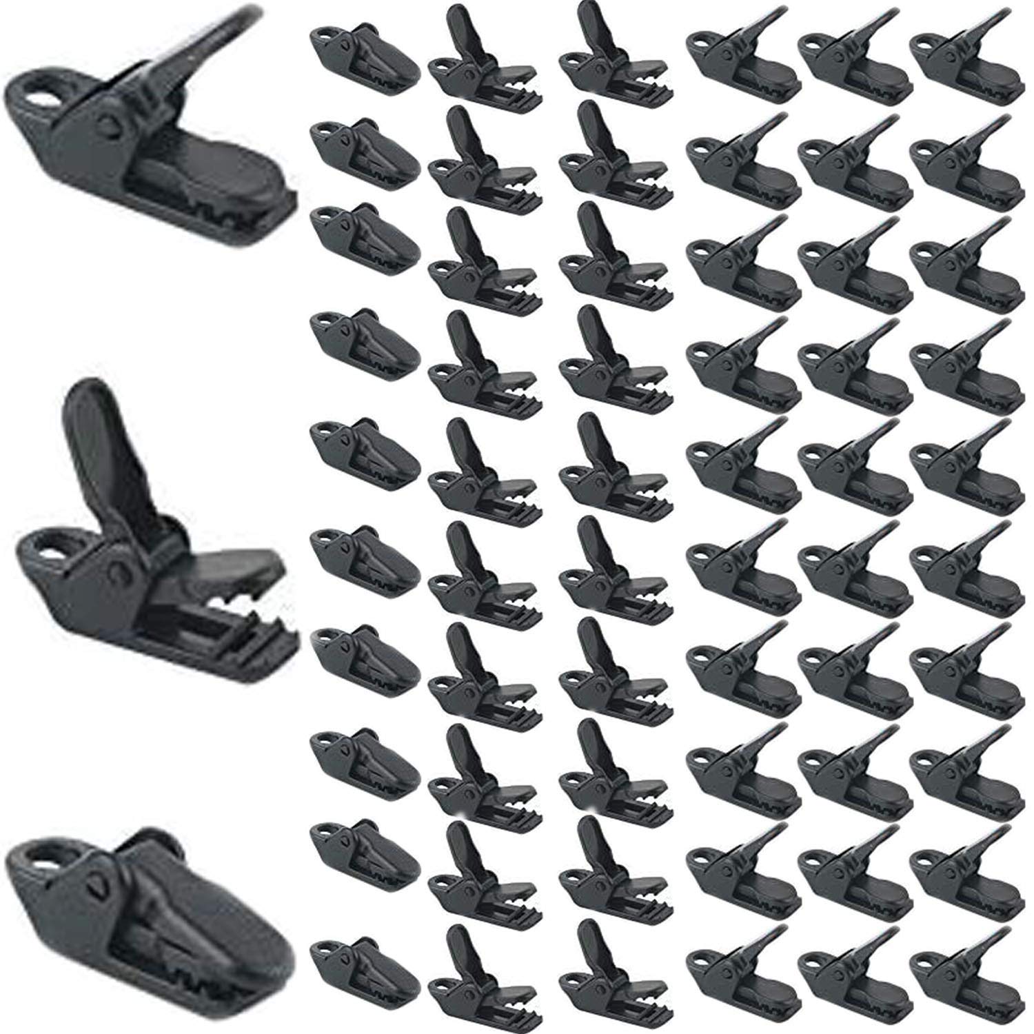 RUNCCI-YUN 50Pcs Tarp Clips - Windproof Awning Clamp Grip -Tent Clips Accessory for Camping, Tarps, Caravan, Garden Shade Cloth, Black