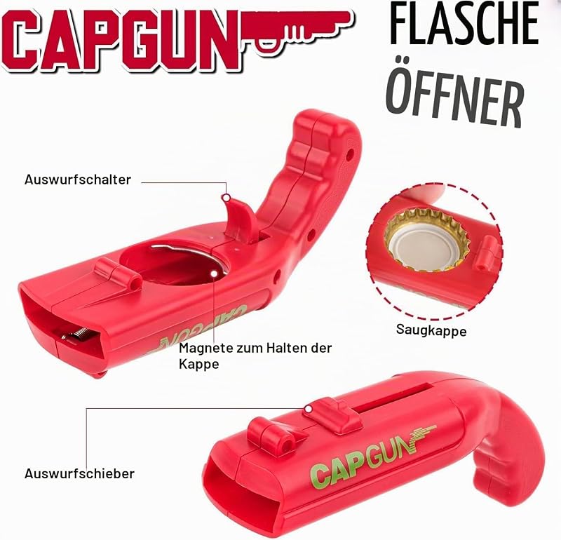 3 Stück Cap Gun,Flaschenöffner Lustig, Kronkorken Pistole, Bierdeckelpistole, Cap Gun Flaschenöffner Pistole, Gadgets für Männer für Zuhause Bar Party Trinken und Spie — Foto 2 von 7
