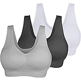 KINYAOYAO 3 Pack Women's Ultimate Comfy Medium Support Seamless Wireless Sports Bra with Removable Pads